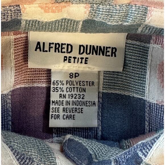 Alfred Dunner Womens 8 Petite Button Shirt Pastel Heart Check Pattern - Picture 13 of 13